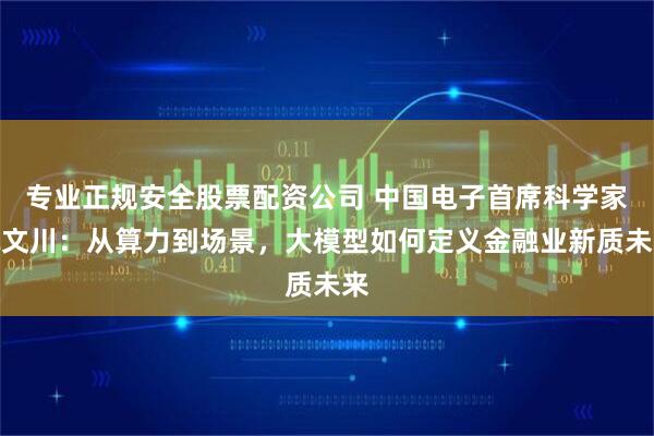 专业正规安全股票配资公司 中国电子首席科学家况文川：从算力到场景，大模型如何定义金融业新质未来